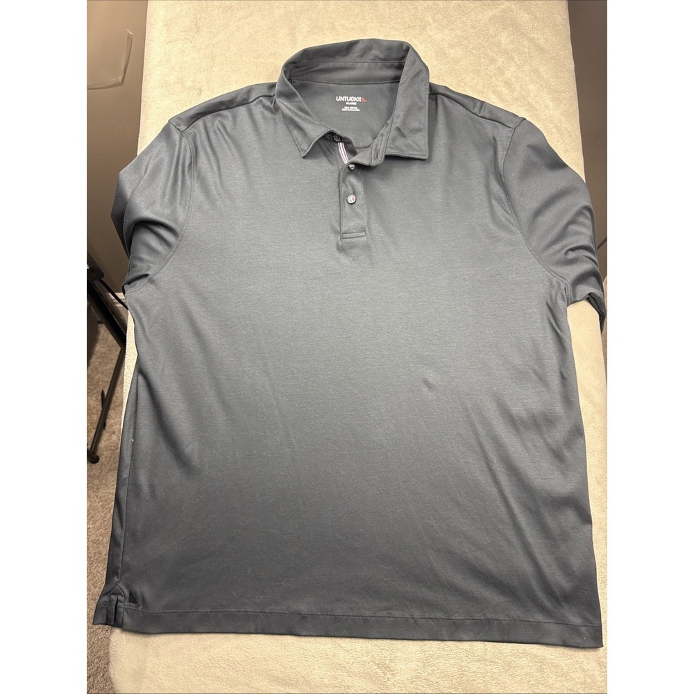 UNTUCKit Damaschino Men Black Long Sleeve Polo‎ Shirt 100% Cotton XL NWOT Nice